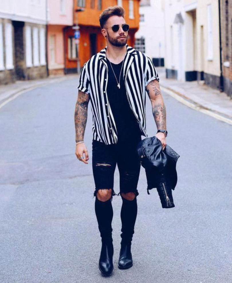 Stripes Print Half Sleeves Shirt