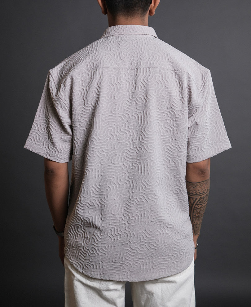 Light Grey Structured Oversized Half Sleeves Shirt