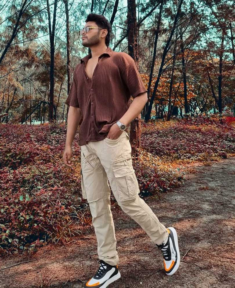 Brown Rib Knit Oversize Drop Shoulder Shirt