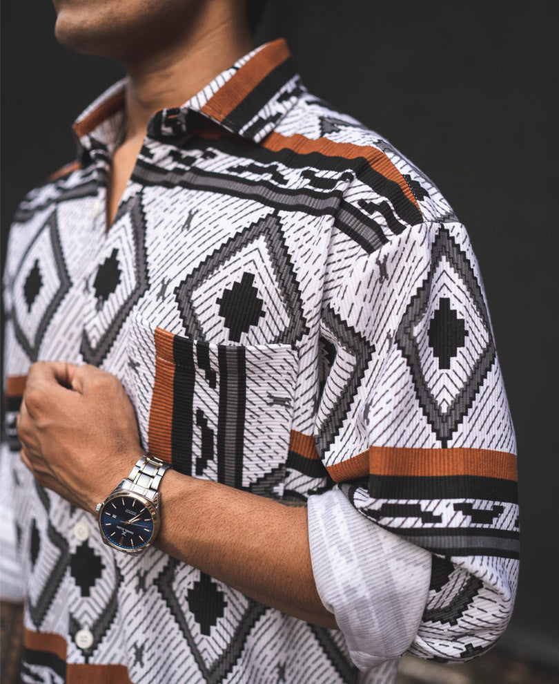 Multicolor Ethnic Motifs Print Oversized Shirt