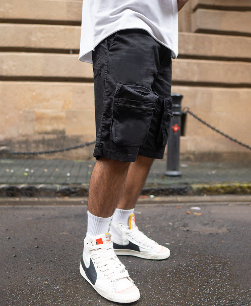 Black Baggy Fit With Pockets Shorts