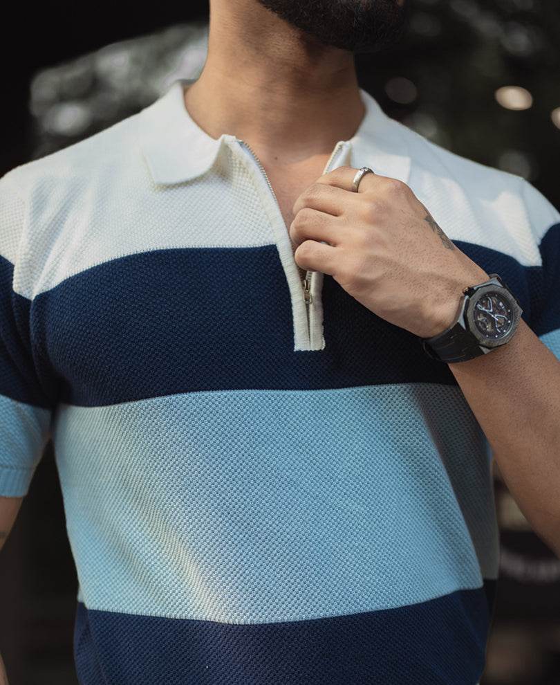 Multi Colour Knits Regular Fit Half Sleeves Tshirt