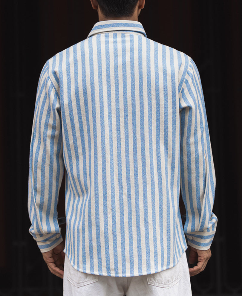 Blue And White Stripes Regular Fit Full Sleeves Shirt