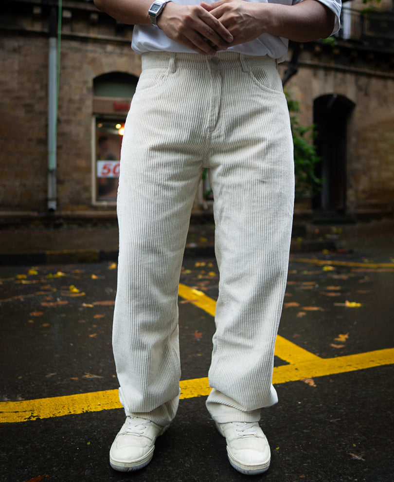 Off White Baggy Fit Corduroy Pants