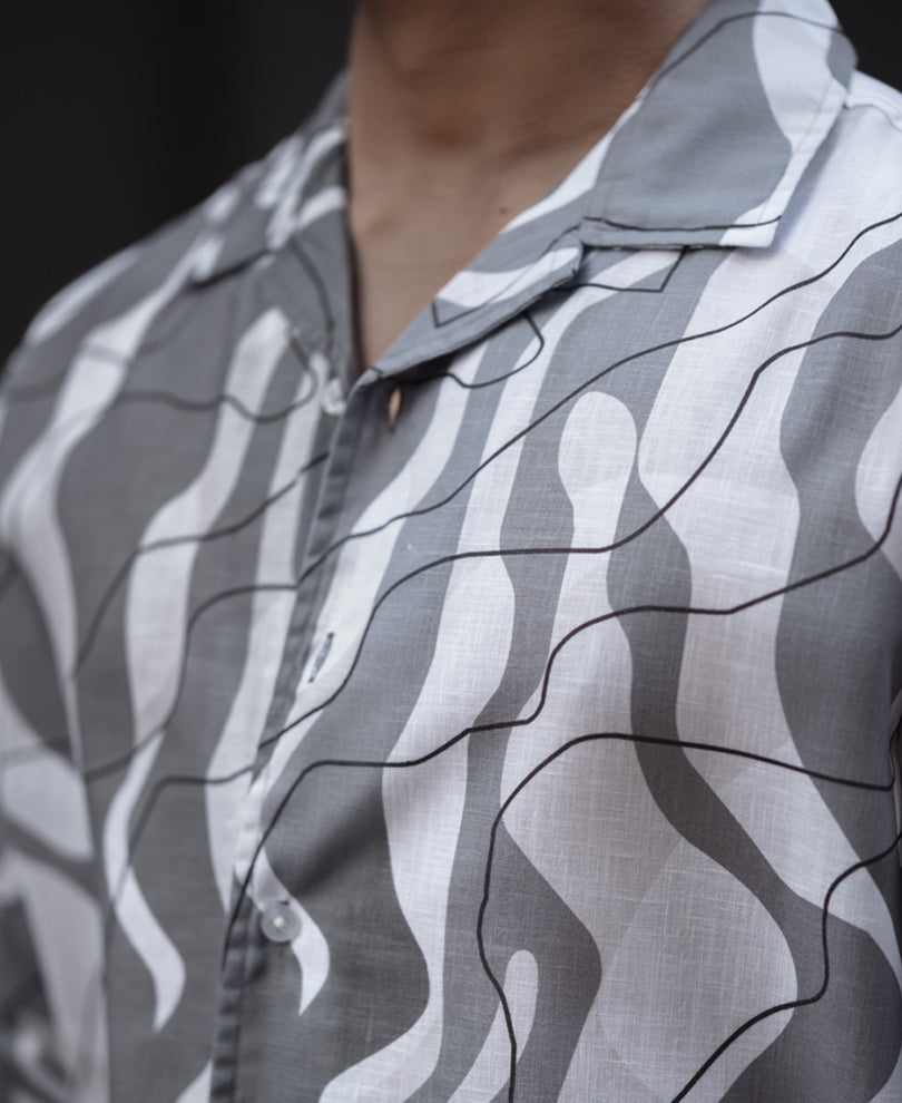 Light Grey Regular Fit Full Sleeves Shirt