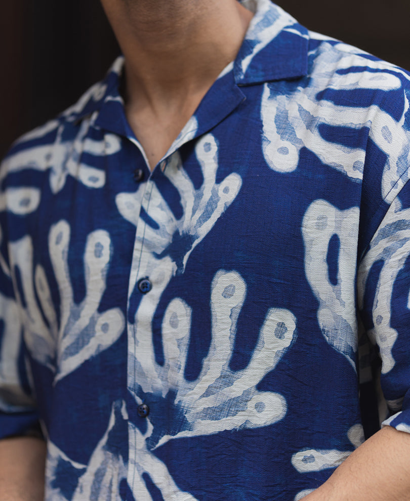 Blue Oversized Half Sleeves Shirt