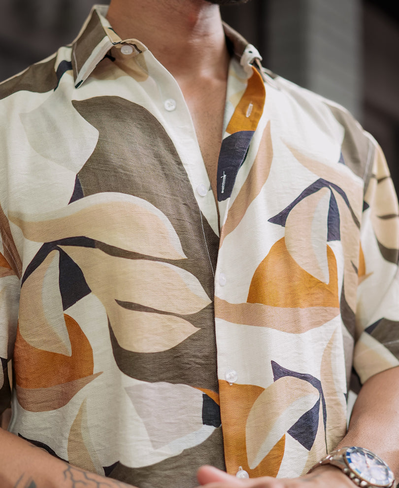 Multi Colour Abstract Print Oversized Half Sleeves Shirt