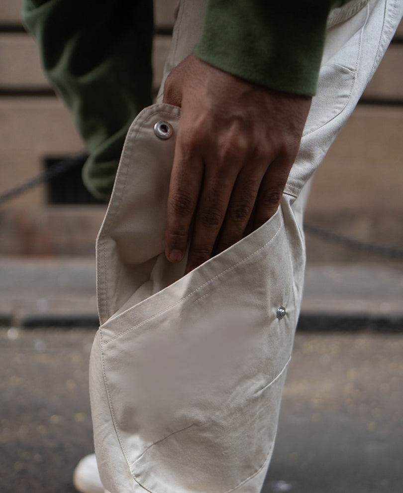 Beige Baggy Cargo Trousers