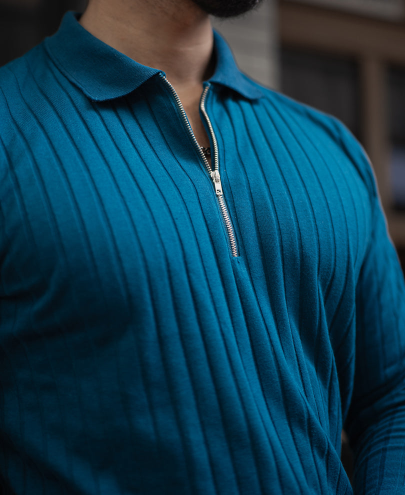 Royal Blue Regular Fit Full Sleeves T-Shirt