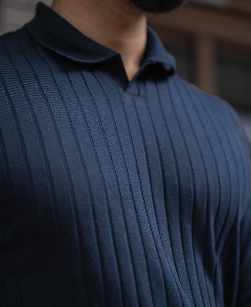 Navy Blue Regular Fit Full Sleeves T-Shirt