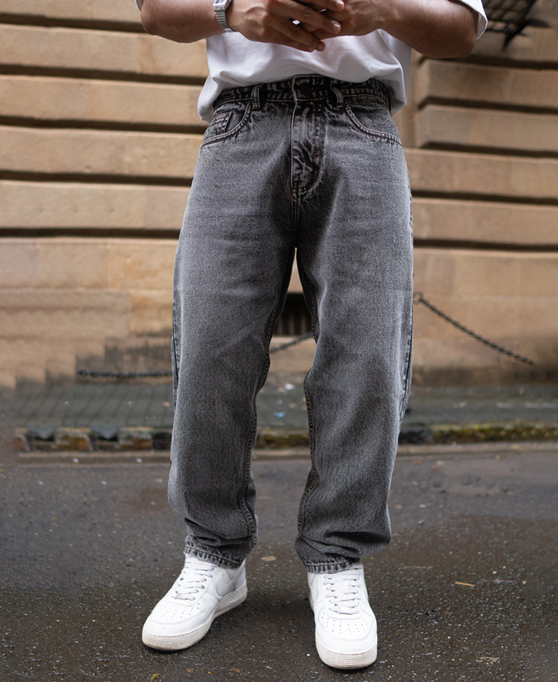Light Carbon Black Baggy Fit Denim Jeans
