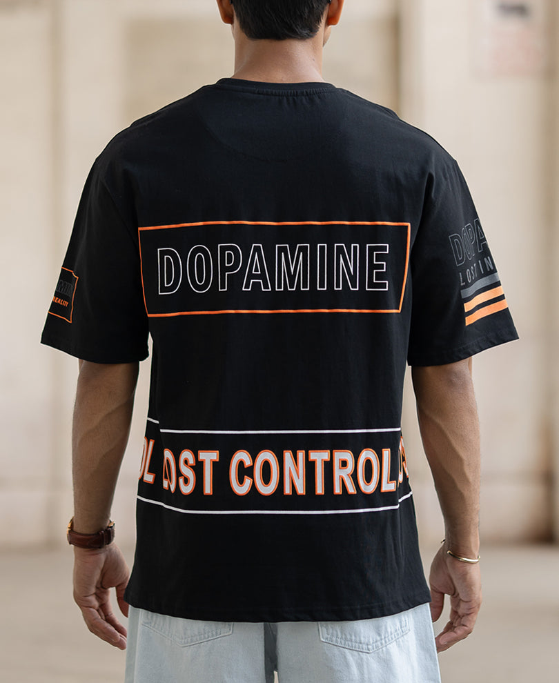 Black Oversized Half Sleeves Printed T-Shirt