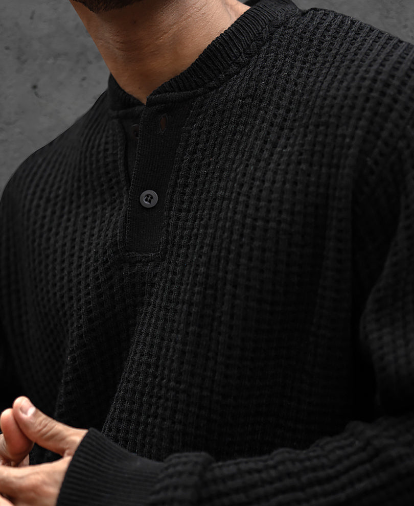Black Regular Fit Full Sleeves T-Shirt