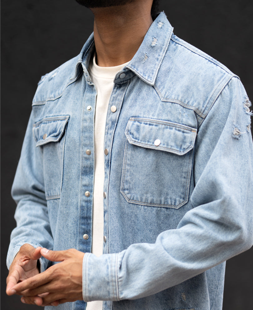 Blue Denim Regular Fit Full Sleeves Shirt