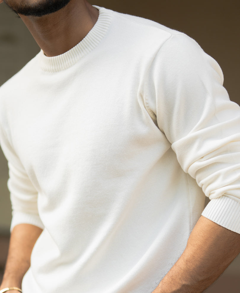 White Regular Fit Full Sleeves T-Shirt