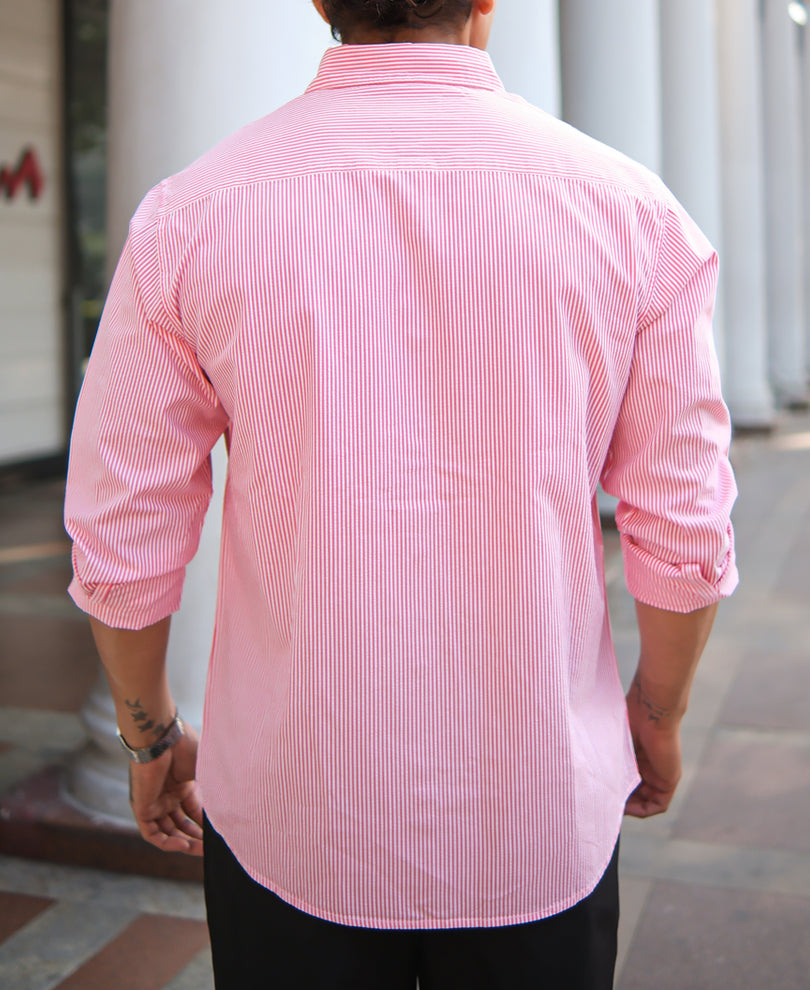 Pink Textured Stripe Shirt