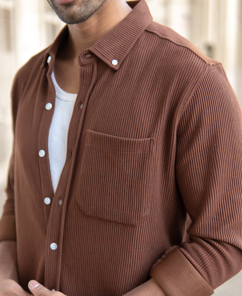 Cocoa Brown Regular Fit Full Sleeve Shirt