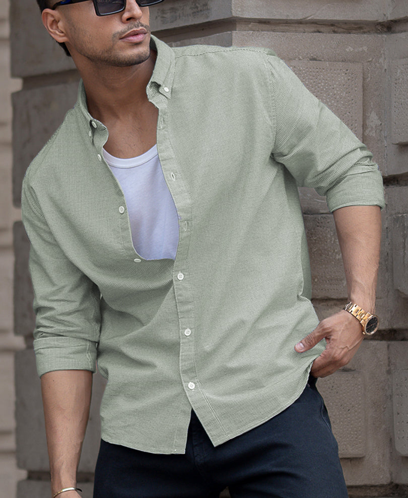 Green Micro Checks Shirt
