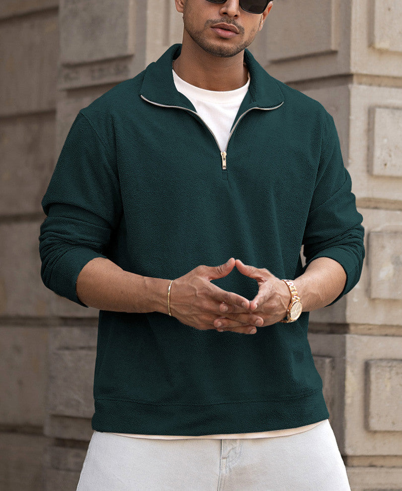 Teal Quarter Zip Polo T-Shirt
