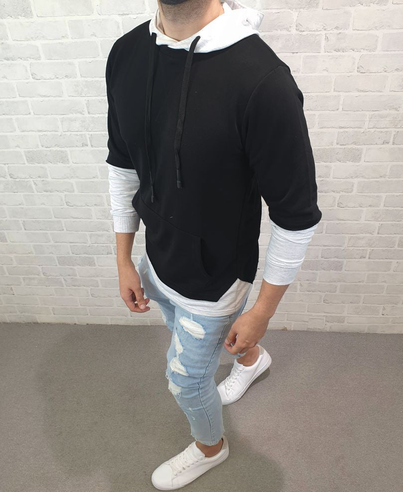 Black  Plain Hood Full Sleeves T Shirt D
