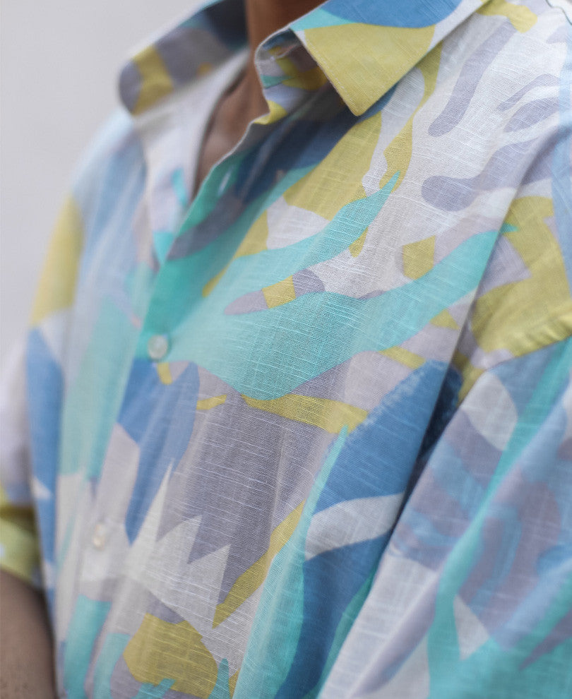 Multi Color Abstract Print Oversize Drop Shoulder Shirt