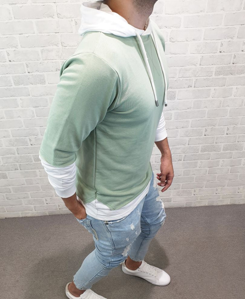 Light Green Plain Hood Full Sleeves T Shirt