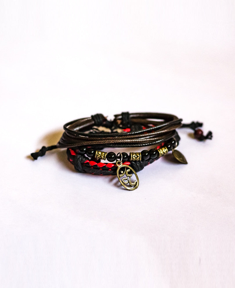 Red and Black Mix Wrap Bracelet