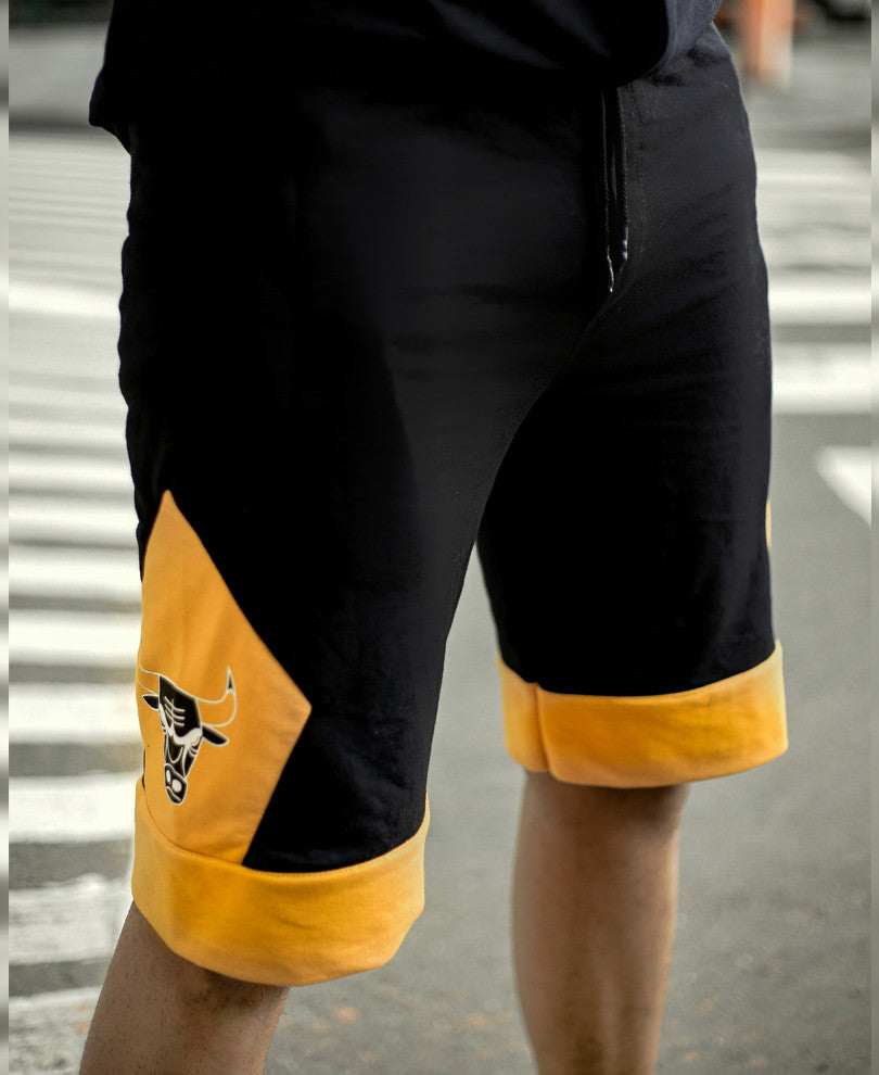 Black and Mustard Bulls Shorts