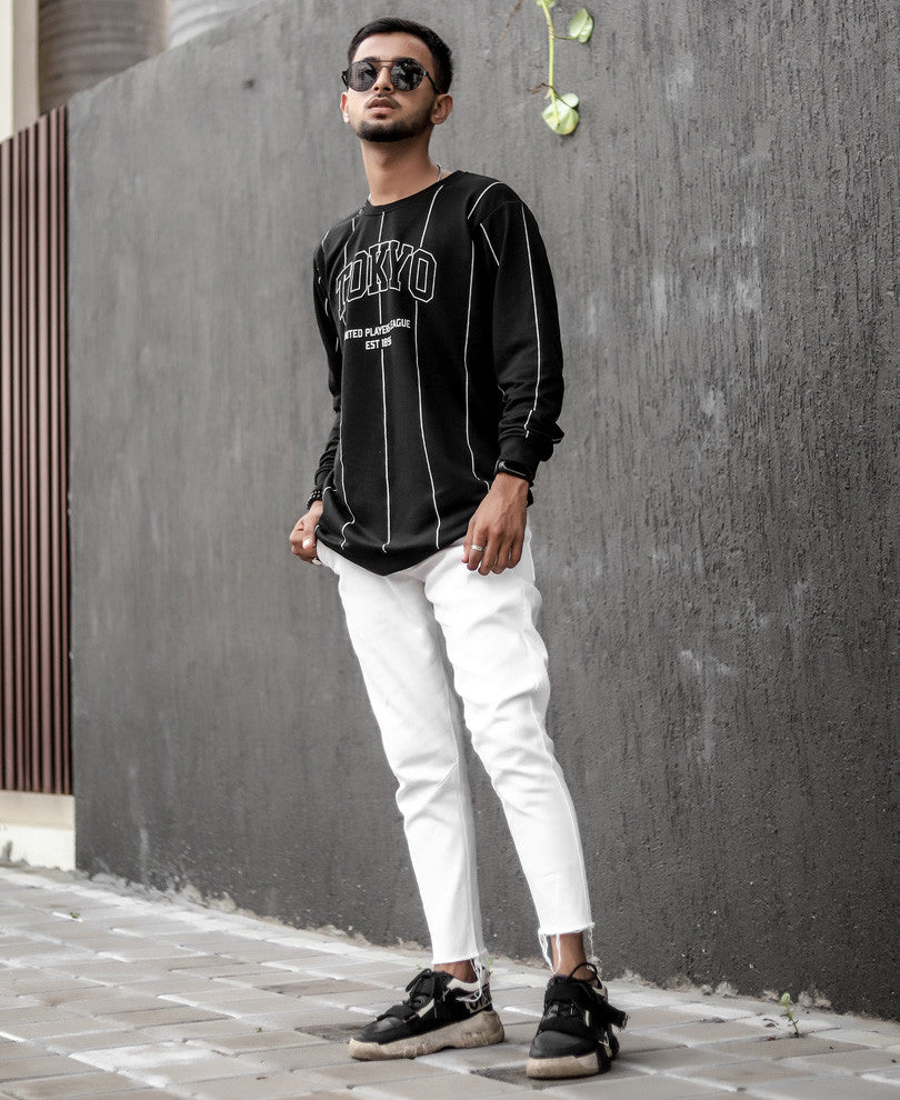 Black Tokyo Print Full Sleeves T Shirt