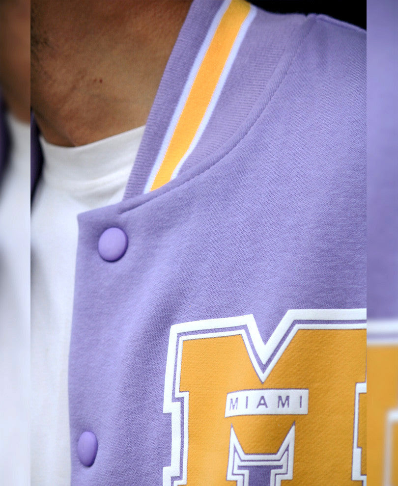 Purple Varsity Baseball Oversize Drop Shoulder Jacket