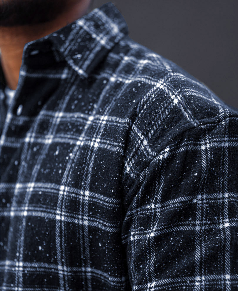 Dusty Black Plaid Checks Oversize Drop Shoulder Shirt