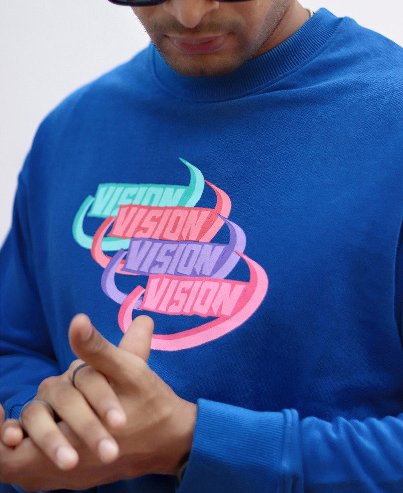 Blue Fly Solo Back Print Oversize Drop Shoulder Sweatshirt