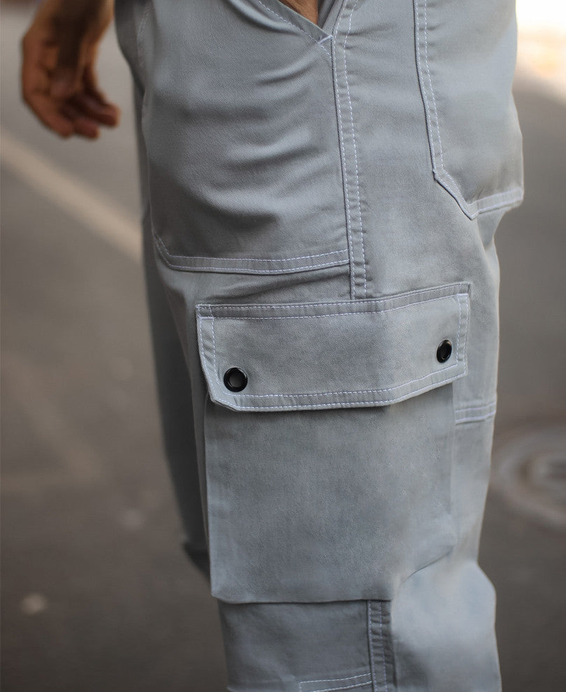 Light Grey Cargo Pocket Baggy Fit Cargo Pant