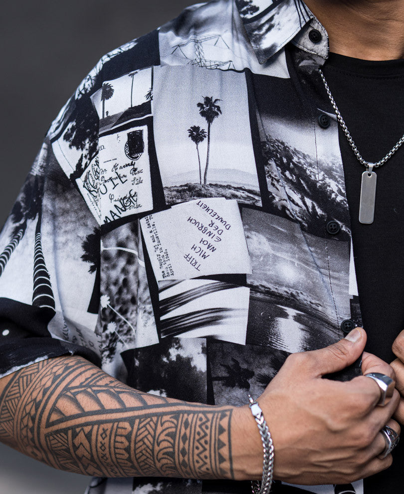Black Frame Art Print Oversize Drop Shoulder Shirt