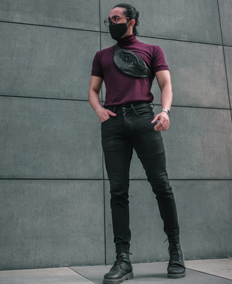 Maroon Plain Polo Neck Half Sleeves T Shirt