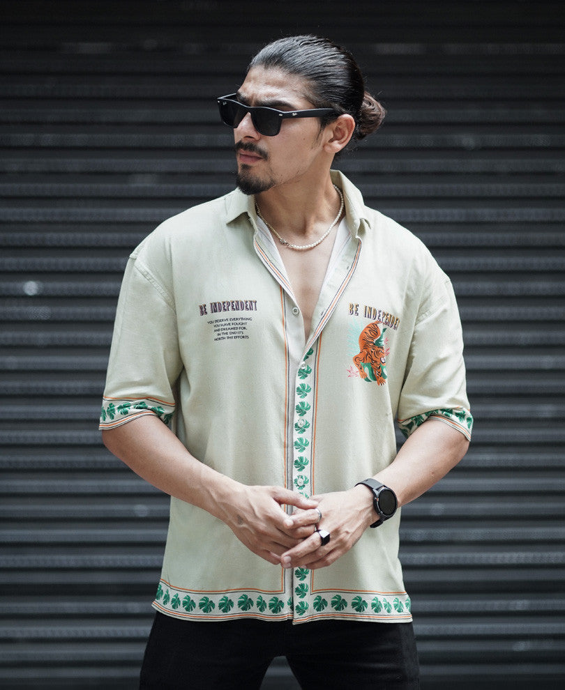 Pista Be Independent Back Print Oversize Drop Shoulder Shirt