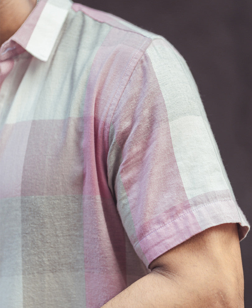 Light Pink Checks Half Sleeves Shirt