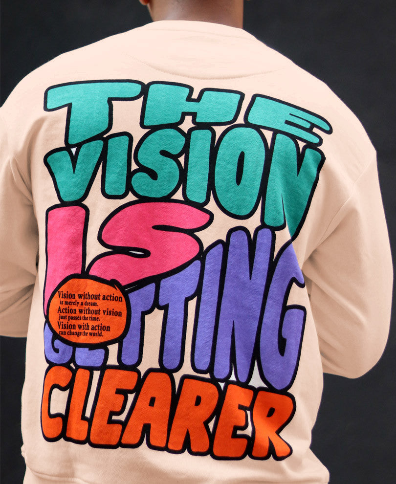 Off White Vision Back Print Oversize Drop Shoulder Sweatshirt
