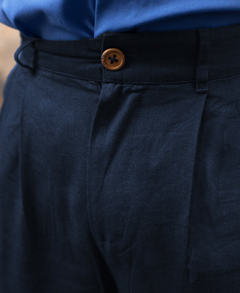 Navy Linen Pant
