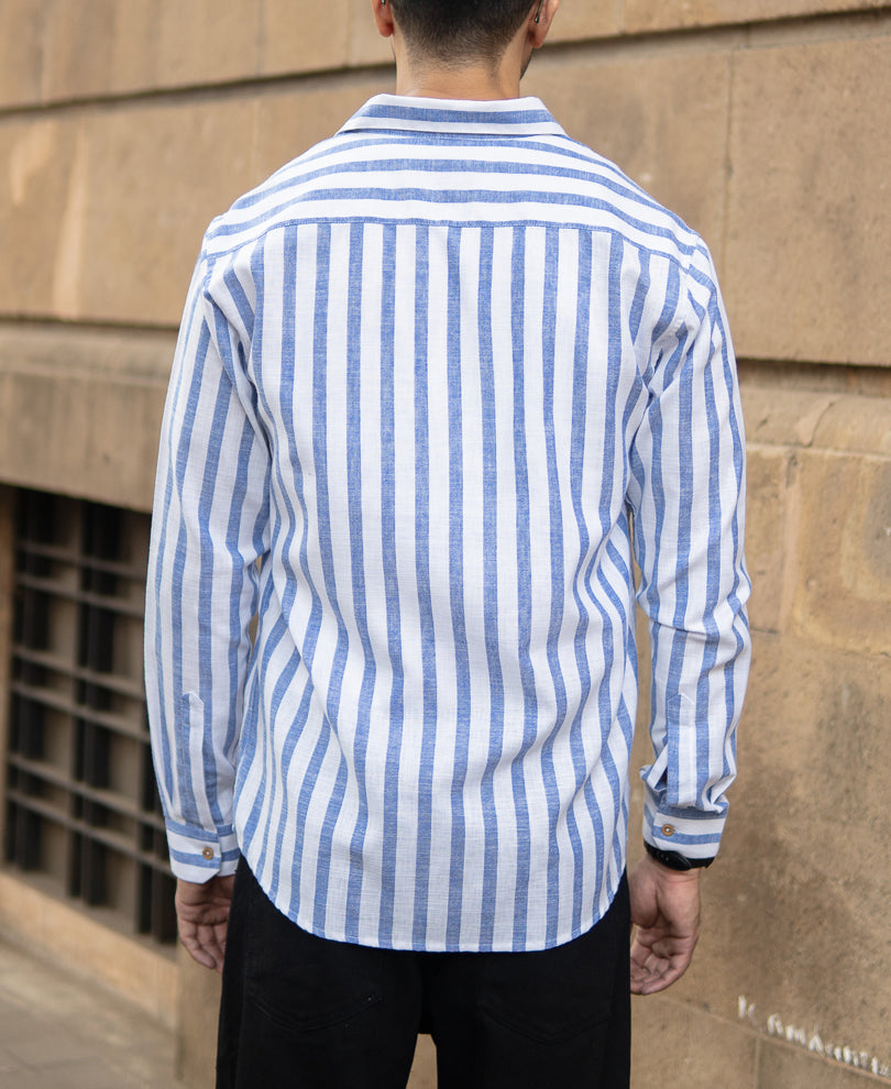 Mid Blue Nautical Stripe Shirt