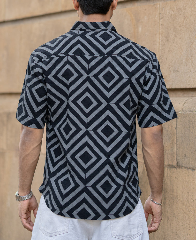 Black Geometric Print Shirt