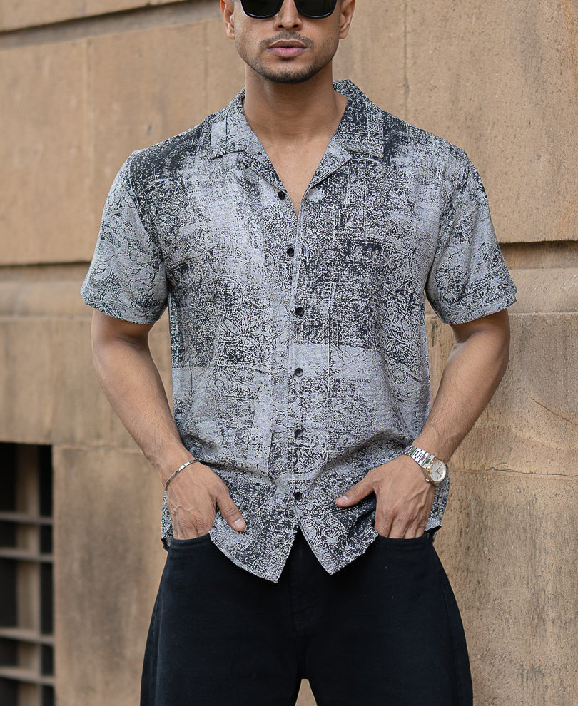 Grey Abstract Print Colour Shirt