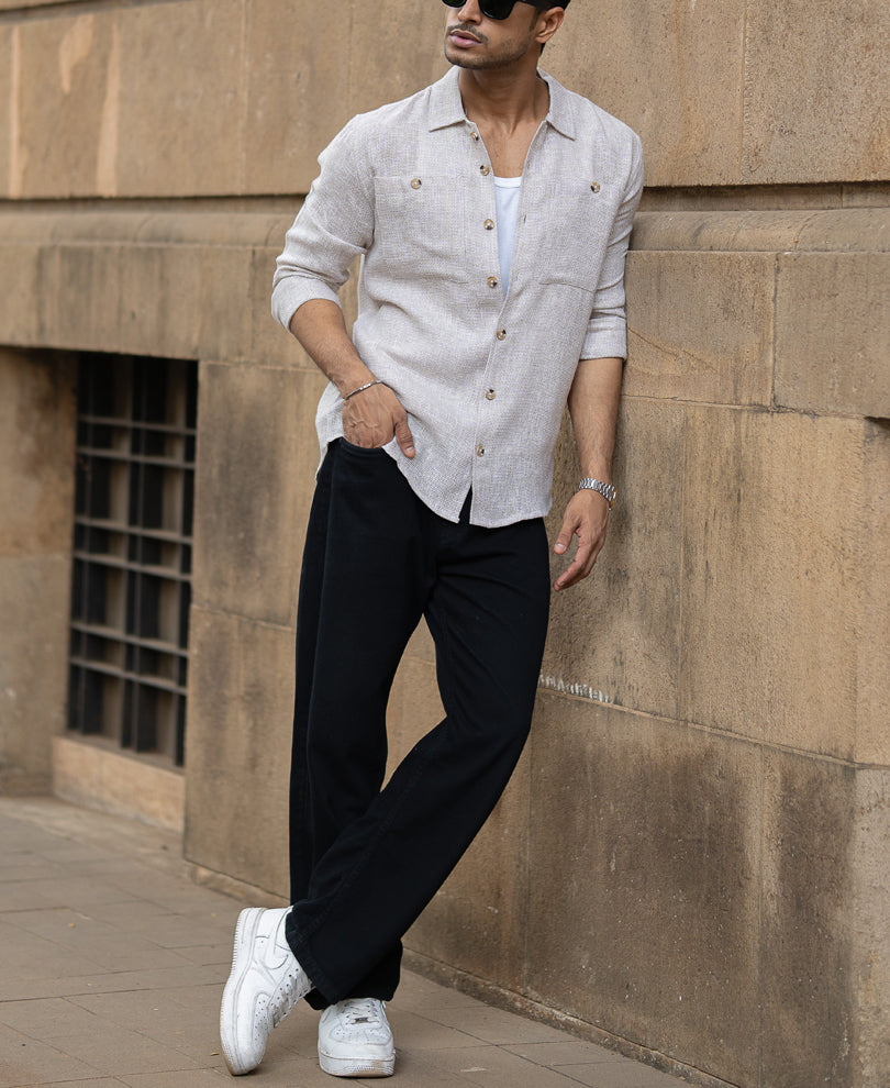 Beige Shirt With Pockets
