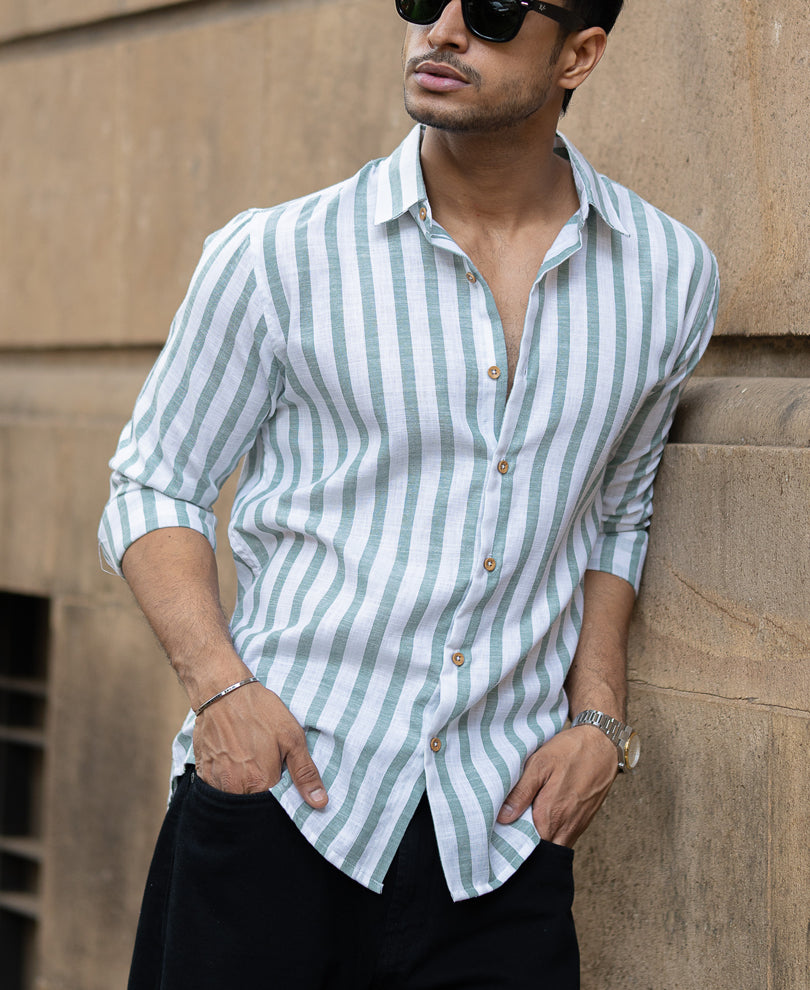 Green Broad Stripe Lightweight Shirt
