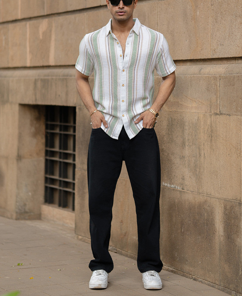Multi Colour Regular Fit Structured Half Sleeves Shirt
