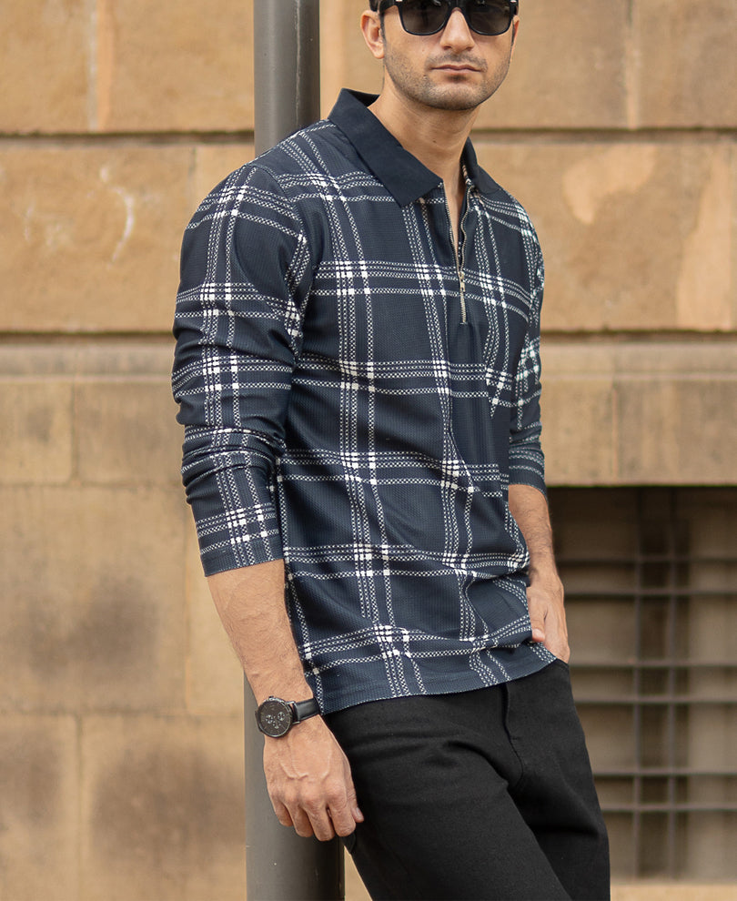 Dark Navy Regular Fit Full Sleeves T-Shirt
