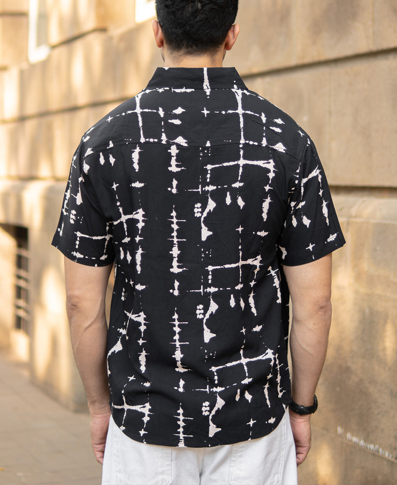 Black Abstract Tie Dye Print Shirt