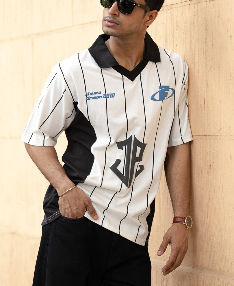 White And Black Panel Print T-Shirt