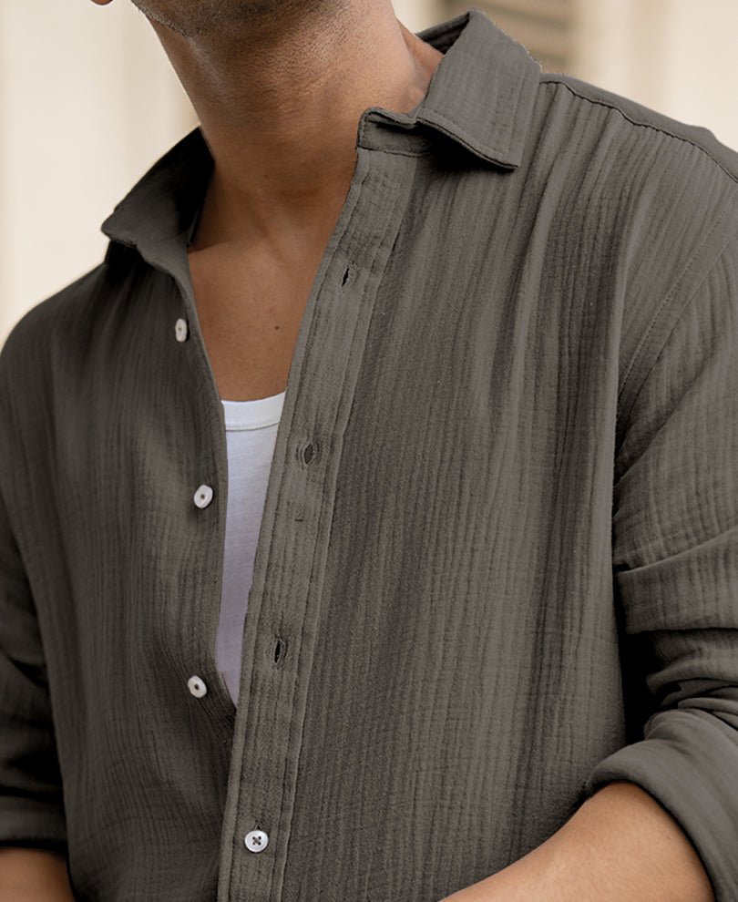 Grey Sky Crinkled Shirts