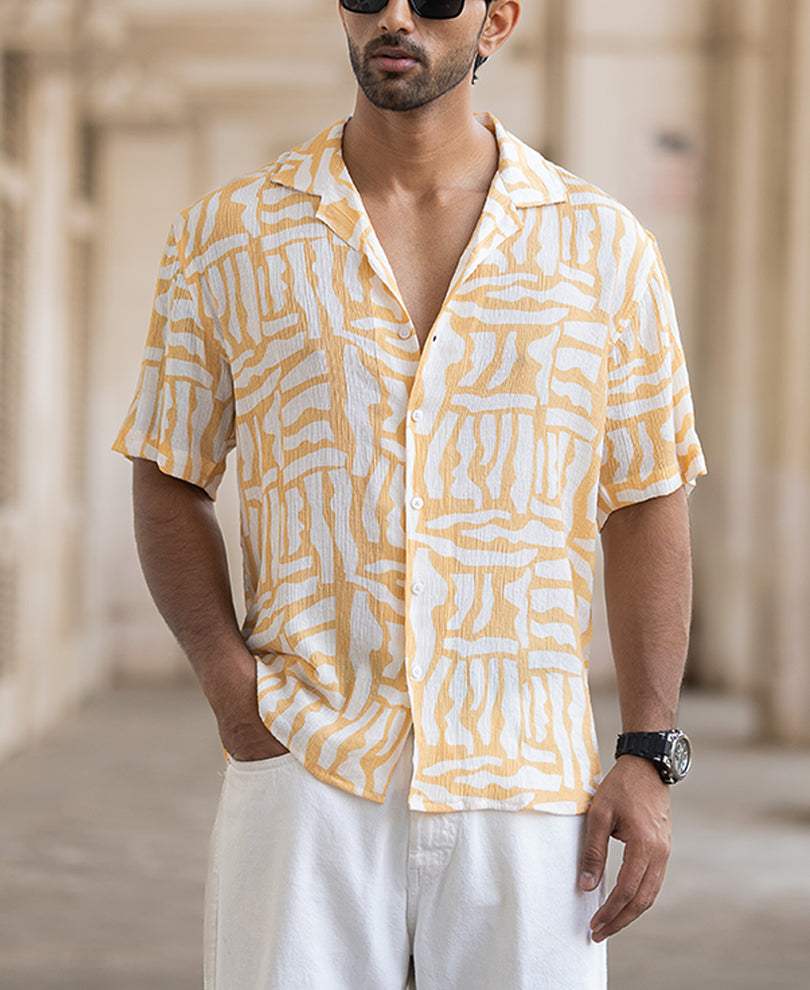 Amber Yellow Abstract Print Shirt